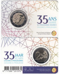 Бельгия. 2 евро 2022 год. 35 лет программе Эразмус. (в открытке)