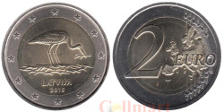 Латвия. 2 евро 2015 год. Чёрный аист.