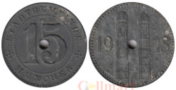 Германия. Мюнхен. 15 пфеннигов 1918 год. Городские ворота с двумя башнями. Нотгельд.