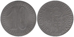 Германия. Хайльбронн. 10 пфеннигов 1918 год. Рыцарь. Нотгельд.