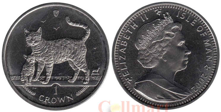  Остров Мэн. 1 крона 2002 год. Кошки - Бенгальская кошка. 