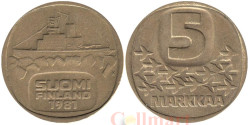Финляндия. 5 марок 1981 год. Ледокол Урхо.