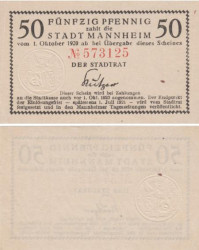 Бона. Германия. Мангейм 50 пфеннигов 1920 год. Нотгельд. (XF)