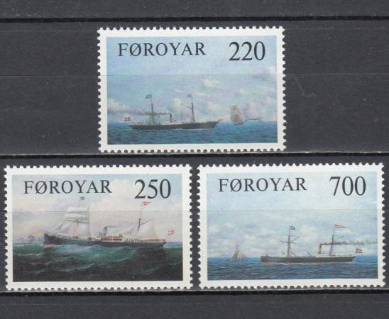  Набор марок. Фарерские острова 1983 год. Старинные пароходы. (3 марки) 