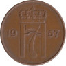  Норвегия. 5 эре 1957 год. Королевская монограмма Хокона VII. 