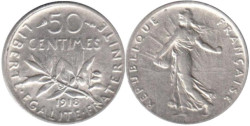 Франция. 50 сантимов 1918 год.