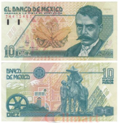 Бона. Мексика 10 новых песо 1992 год. Эмилиано Сапата. (AU)