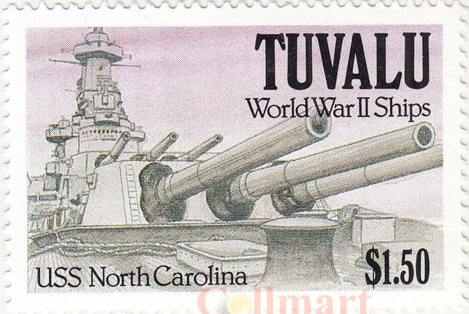  Марка.Тувалу. USS North Carolina. 