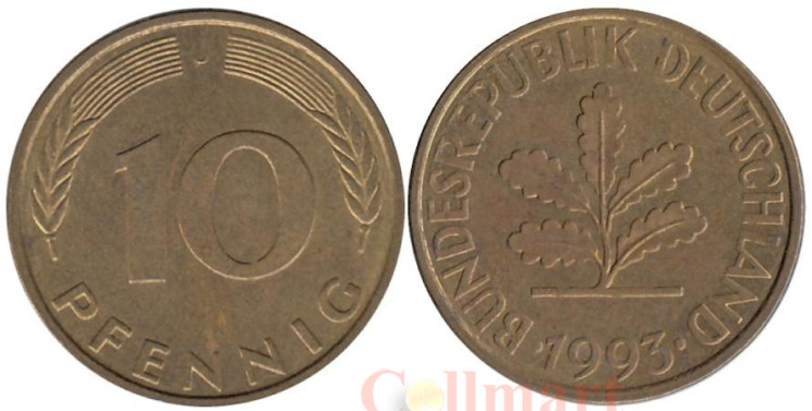  ФРГ. 10 пфеннигов 1993 год. (J) 