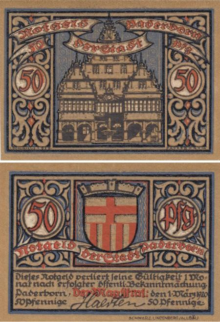 Бона. Германия. Падерборн 50 пфеннигов 1920 год. Нотгельд. (XF) 