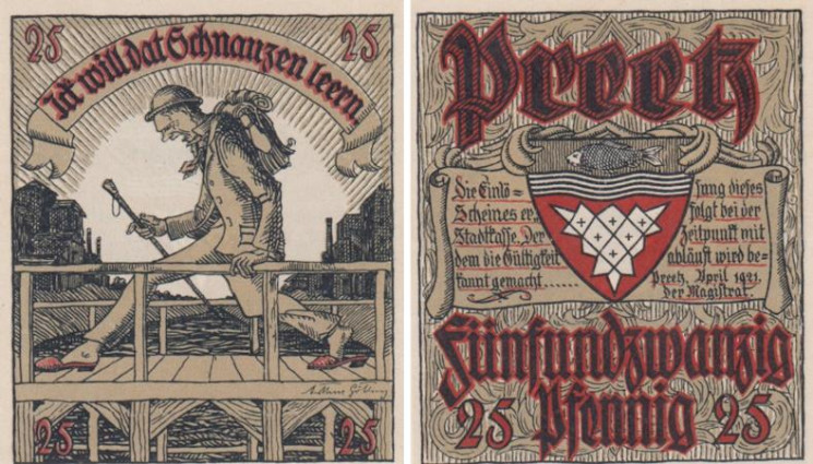  Бона. Германия. Прец 25 пфеннигов 1921 год. Нотгельд. (XF) 