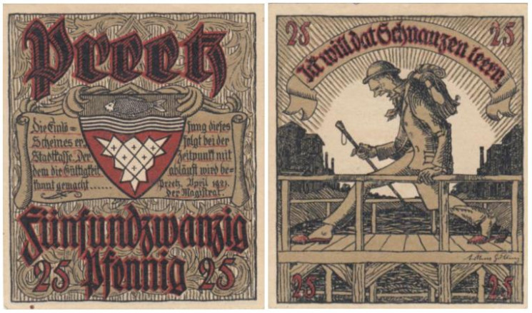  Бона. Германия. Прец 25 пфеннигов 1921 год. Нотгельд. (VF) 
