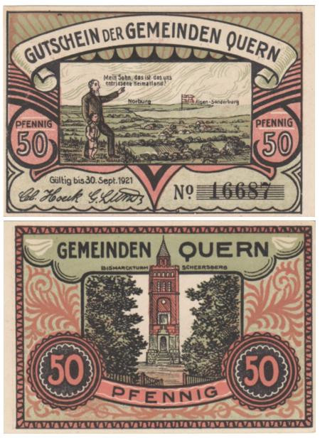  Бона. Германия. Кверн 50 пфеннигов 1921 год (вариант 2). Нотгельд. (XF) 
