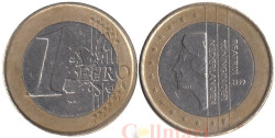 Нидерланды. 1 евро 1999 год. Портрет королевы Беатрикс в профиль.