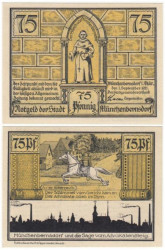 Бона. Германия. Мюнхенбернсдорф 75 пфеннигов 1921 год. Нотгельд - Мюнхенбернсдорфское сказание об адвокате. (AU)
