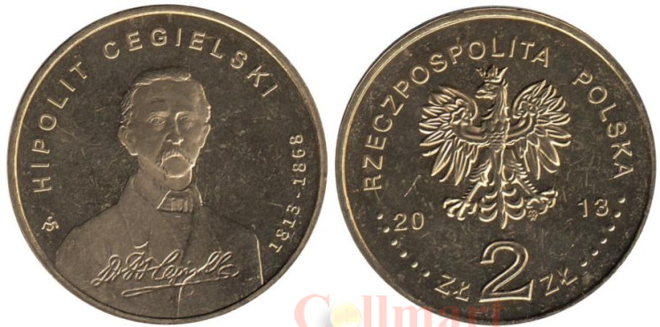  Польша. 2 злотых 2013 год. 200 лет со дня рождения Хиполита Цегельского. 