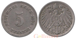 Германская империя. 5 пфеннигов 1906 год. (F)