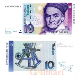 Бона. Германия (ФРГ) 10 марок 1993 год. Карл Фридрих Гаусс. (XF)