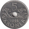  Норвегия. 5 крон 1998 год. 