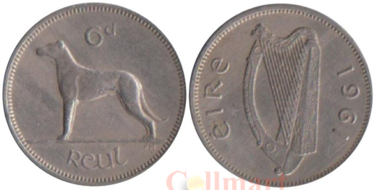  Ирландия. 6 пенсов 1961 год. Ирландский волкодав. 