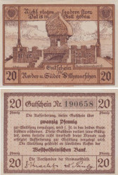 Бона. Германия. Дитмаршен 20 пфеннигов 1920 год. Нотгельд. (XF)