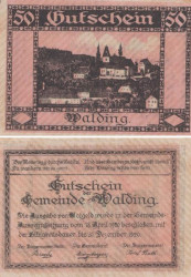 Бона. Австрия. Вальдинг 50 геллеров 1920 год. Нотгельд. (XF)