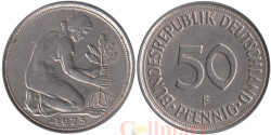 Германия (ФРГ). 50 пфеннигов 1975 год. Женщина, сажающая росток дуба. (F)