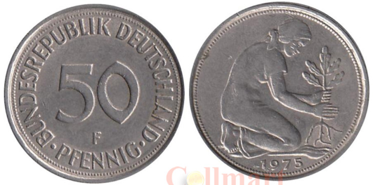  ФРГ. 50 пфеннигов 1975 год. (F) 