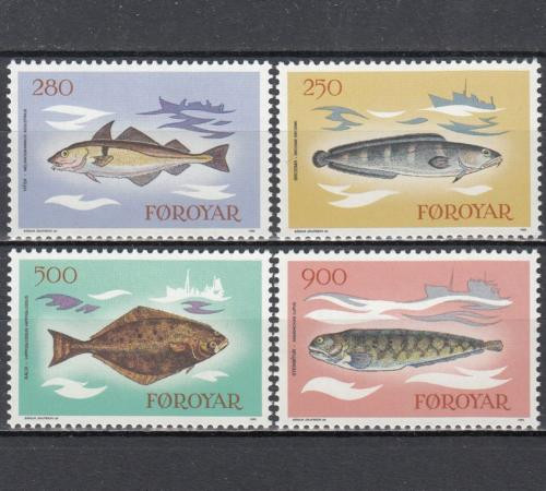  Набор марок. Фарерские острова 1983 год. Промысловые рыбы. (4 марки) 