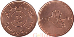 Ирак. 25 динаров 2004 год. Карта Ирака.