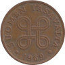  Финляндия. 1 пенни 1969 год. (медь) 
