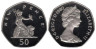  Великобритания. 50 новых пенсов 1980 год. Британия и лев. (Proof) 