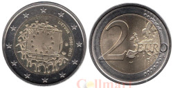 Литва. 2 евро 2015 год. 30 лет флагу Европейского союза.