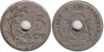  Бельгия. 5 сантимов 1922 год. ROYAUME DE BELGIQUE 