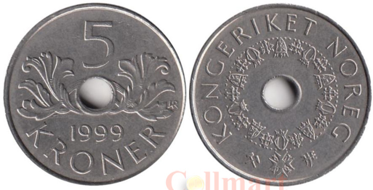  Норвегия. 5 крон 1999 год. 