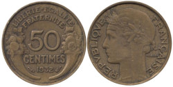 Франция. 50 сантимов 1932 год. Марианна.