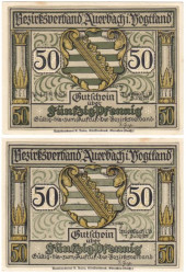 Бона. Германия. Ауэрбах 50 пфеннигов 1921 год. Без номера. Нотгельд. (VF)