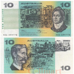 Бона. Австралия 10 долларов 1989 год. Говард Гринуэй, Генри Лоусон. (VF)