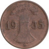 Веймарская республика. 1 рейхспфенниг 1935 год. (D) 