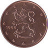  Финляндия. 5 евроцентов 1999 год. Геральдический лев. 