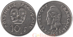 Французская Полинезия. 10 франков 2004 год. Божество Тики.