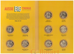 Австралия. Набор монет 1 доллар 2023 год. Большие предметы Австралии - 10 знаковых скульптурных композиций Австралийского континента. (10 штук в буклете)