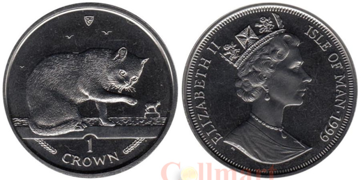  Остров Мэн. 1 крона 1999 год. Кошки - Британская короткошерстная кошка. 