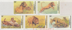Набор марок. Конго (Киншаса). Львы. 5 марок.