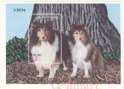 Почтовый блок. Палау 2002 год. Шетландская овчарка (Шелти).