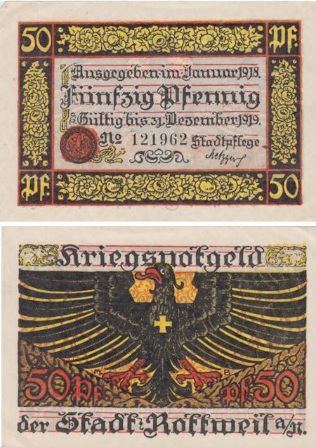  Бона. Германия. Ротвайль 50 пфеннигов 1918 год. Нотгельд. (VF) 