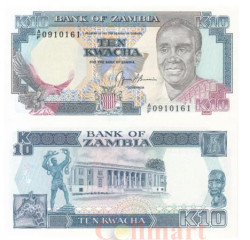 Бона. Замбия 10 квач 1989 год. Кеннет Каунда. (Пресс)