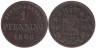  Бавария. 1 пфенниг 1866 год. 