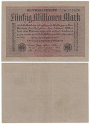 Бона. Германия (Веймарская республика) 50.000.000 марок 1923 год. P-109a.2 (VF)
