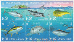 Сцепка марок. Питкэрн, Острова. Океанская рыба.